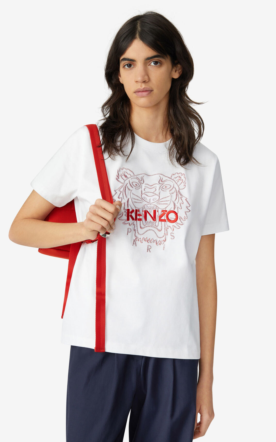 T Shirt Kenzo Tiger loose fitting Femme Blanche | GJVM-48235